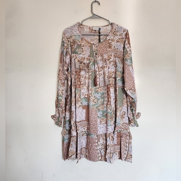 Dress Forum Dresses & Skirts - Dress Forum Sage/ Lavender Multi | Patchwork Sewing Boho Dress size Small